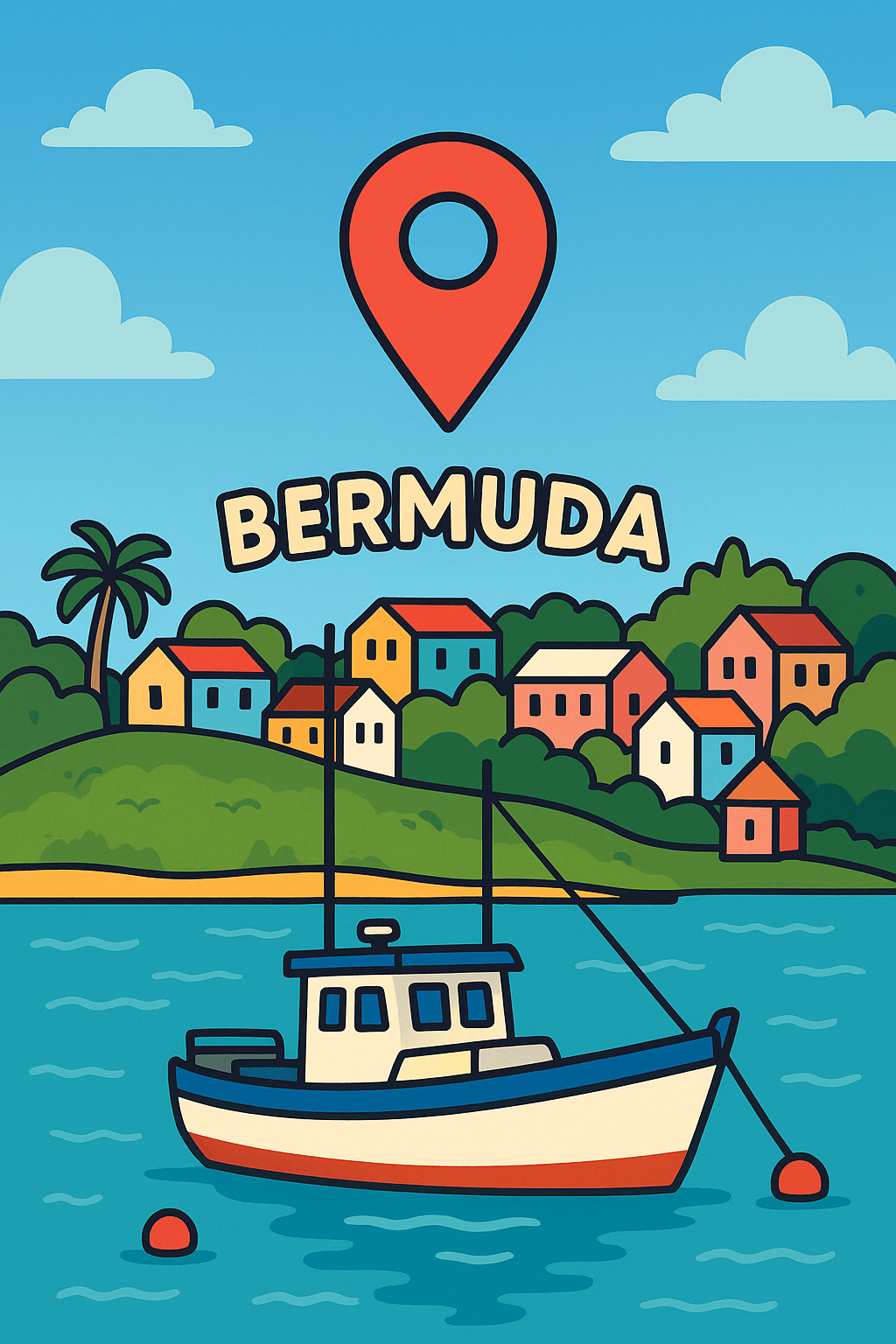 Boat moored with a GPS tracking pin