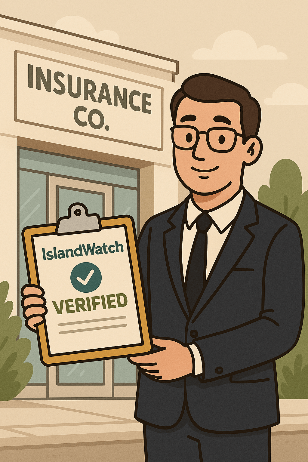 Insurance executive with IslandWatch Verified clipboard