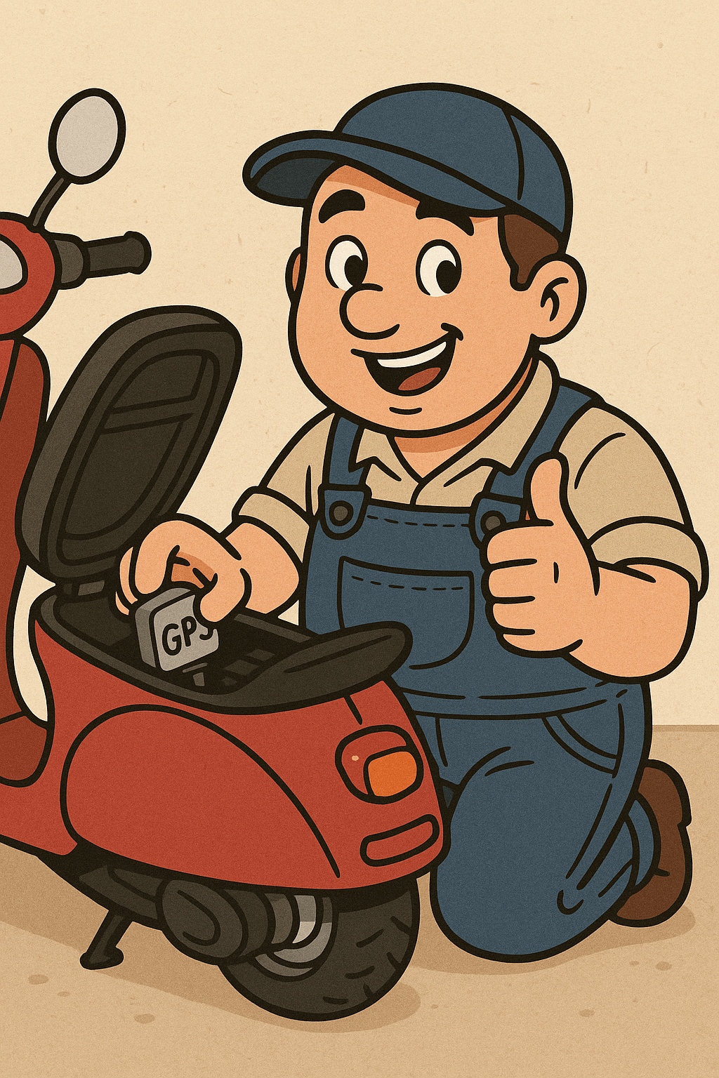 Mechanic installing the device